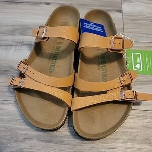Birkenstock Sandals New Franca Pecan Birkibuc Vegan Tan Womens 8 US 39 EU NEW